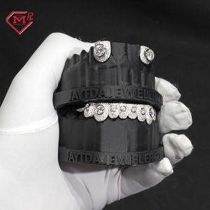 Nouveau Design Vvs Moissanite Grillz Dents 2 Top 8 Bas De Luxe Hiphop Bijoux Argent 925 <span class=keywords><strong>Grilz</strong></span> pour Les Dents - Product Image 1