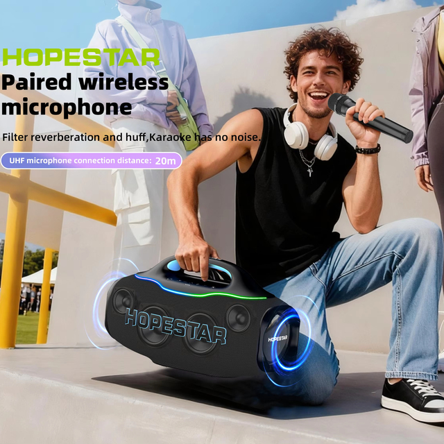 HOPESTAR S90 220W Portable Wireless Speaker Stereo Audio System Waterproof RGB for 5.3 Home Partybox Karaoke Subwoofer Speakers