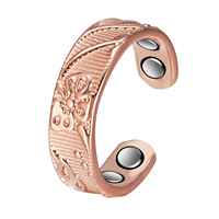 Energinox Antique Pure Solid Flower Vente en gros Anneaux magnétiques en cuivre réglables Bijoux pour femme