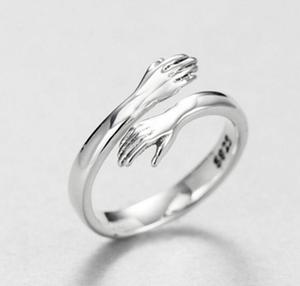 Real Sterling <strong>Silver</strong> S925 Plating Romantic Adjustable <strong>Hug</strong> Finger Band <strong>Ring</strong> for Women Bohemian Style Re-sizable Alloy - Product Image 3