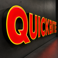 Letras de Canal LED Iluminadas Frontalmente de Aleación de Aluminio 3D Personalizadas para Comida Rápida, para Decoración de Tiendas
