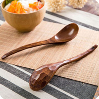 Cuillère à soupe en bois de style japonais avec motif de coquille de tortue Petite cuillère à riz créative pour enfants Ustensiles coréens