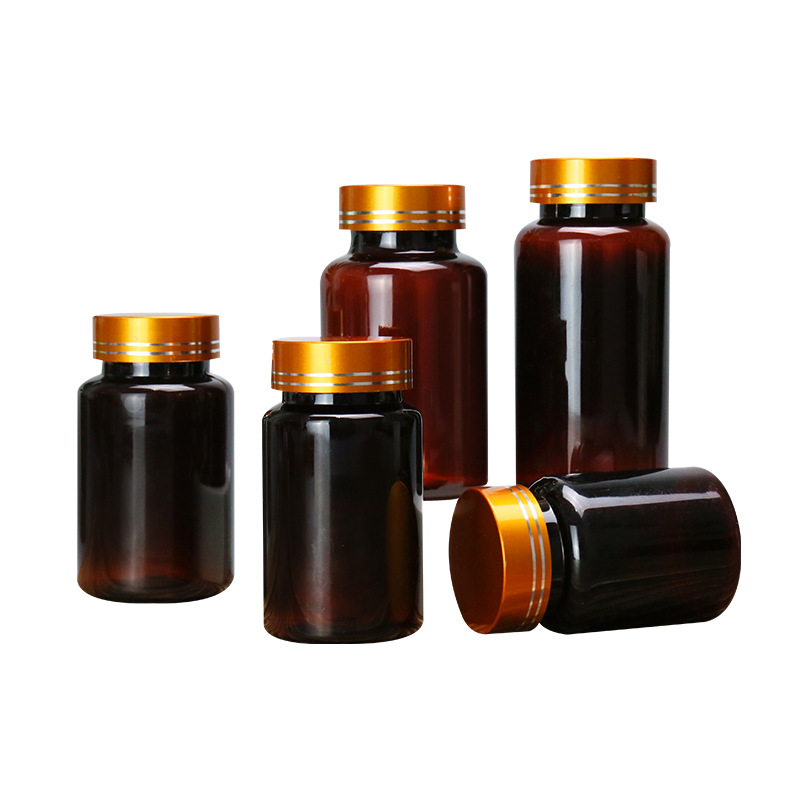 Пустые 10-200 мл бутылочки для таблеток с винтовой крышкой HDPE/PET Pill Capsule container Янтарная медицинская пластиковая бутылка