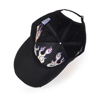 Topi Baseball Musim Panas Unisex Trendy Street Hip-hop 6-panel Katun Murni Bordir Pola Api Dapat Disesuaikan Soft-top