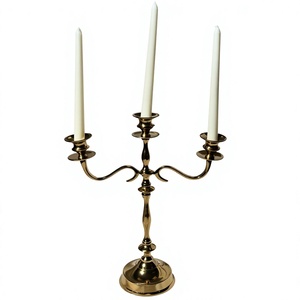 3 Arms Luxury Candle Stand Gold Finish High Quality Brass <b>Candelabra</b> Wedding Decoration Table Decorative Candle Holder For Sale - Product Image 1