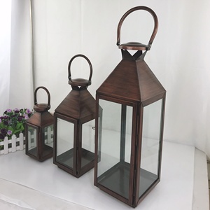 Lớn Ngoài Trời Trang Trí Nội Thất Phụ Kiện Đám Cưới Trang Trí Thủy Tinh Thép Không Gỉ Vàng Đèn Lồng Đặt Bạc Vàng Nến Đèn Lồng - Product Image 5