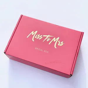 Pink Custom Gold Foil Shipping Mailer Boxes Custom Printed Corrugated Costumes Shipping Cosmetic Subscription Box