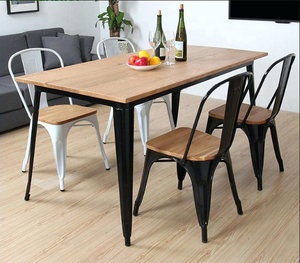 Bán buôn nhà máy bền công nghiệp <span class=keywords><strong>Stackable</strong></span> kim loại cổ điển gỗ Bảng Top nhà hàng ăn uống tolixes ghế bảng - Product Image 1