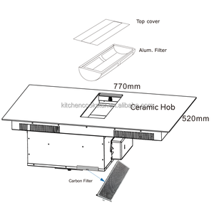 Table de cuisson à <span class=keywords><strong>induction</strong></span> électrique encastrable 4 brûleurs avec surface vitrocéramique, <span class=keywords><strong>hotte</strong></span> aspirante <span class=keywords><strong>intégrée</strong></span>, commande tactile, 77 cm - Product Image 4