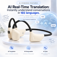 Casque à conduction osseuse sans fil, étanche IPX8 pour la natation, lumière SOS, traduction IA, lecteur MP3, pour les voyages