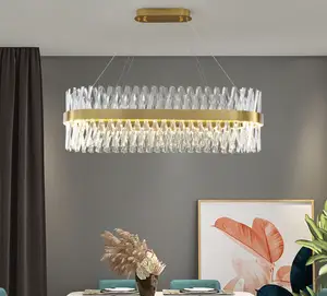 客厅餐厅新款长环现代水晶吊灯豪华发光二极管水晶吊灯