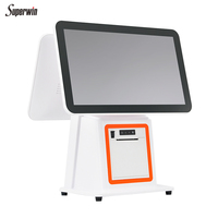 Système de point de vente tout-en-un 15,6 pouces pour restaurants, double écran capacitif, simple touche, 4G 64G DDR3 SDK CY1200, double écran POS