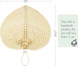 Guansen Viet Nam Bamboo Craft Weave <b>Hand</b> <b>Fan</b> Heart Handwoven Personalized Palm <b>Hand</b> <b>Fans</b> Rattan Raffia <b>Fan</b> - Product Image 6