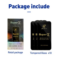 Lot de 10 protections d'écran en verre trempé incurvé à couverture intégrale Super X Glass pour iPhone 5 6 7 8 X Xs 11 12 13 14 Plus Pro Max