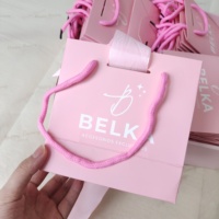 Sac en papier rose personnalisé de luxe pour bijoux et cosmétiques, sac en carton rose avec votre propre logo