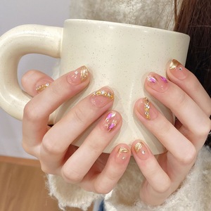 Diseño #469 Venta al por mayor de <span class=keywords><strong>uñas</strong></span> redondas cortas hechas a mano Diseño francés simple <span class=keywords><strong>Uñas</strong></span> de gel acrílico grueso <span class=keywords><strong>para</strong></span> mujeres - Product Image 3