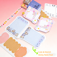 Bloc-notes autocollant en forme de dessin animé, papier à feuilles mobiles, papeterie pour étudiants avec notes adhésives Washi