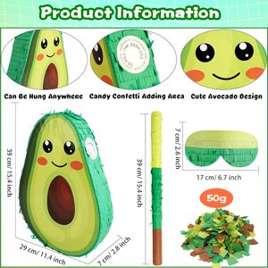 Novedad: Piñata de papel con forma de aguacate, antifaz, confeti de murciélago, para niños, baby shower, Fiesta Taco Tuesday, fiestas de mascotas, decoraciones para fiestas - Product Image 2