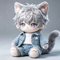 Peluche personnalisée OEM, figurine chat garçon en peluche, vêtements amovibles, figurine en peluche douce de collection