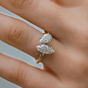 Bague de mariage classique en argent sterling avec moissanite certifiée GRA, TISHYA DIAMOND, 1,2 CT taille poire, 1,4 CT taille marquise, pour femme - Product Image 3