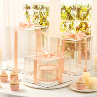 Nouvelle arrivée, boîte à gâteau en plastique transparent, récipient à dessert transparent, boîte d'emballage cadeau haut de gamme pour gâteaux sans ruban