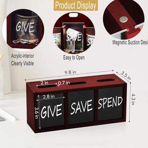 <span class=keywords><strong>Billetes</strong></span> Monedas Caja de madera <span class=keywords><strong>para</strong></span> ahorrar dinero <span class=keywords><strong>Hucha</strong></span> <span class=keywords><strong>para</strong></span> niños Adultos Dormitorio Sala de estar Lavandería Encimera - Product Image 4