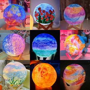 Handgemalte 3D Mond lampe Zeichnung Planet Nachtlicht DIY Acrylmalerei Toy Kit - Product Image 3
