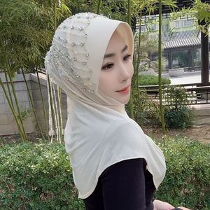 <span class=keywords><strong>Hijab</strong></span> instantané gris élégant pour femmes avec pampilles en strass faites à la main, foulard musulman de luxe parfait pour les mariages et les fêtes - Product Image 3