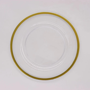 Wholesale Clear Plastic Charger Plates with Gold Beads Wedding Party Dinner Charger Plates Gold Beaded Rim Fruit Dessert Plates