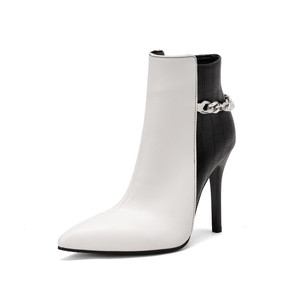 WETKISS – bottes à talons aiguilles pour femmes, chaussures à bout pointu en métal blanc et <span class=keywords><strong>noir</strong></span> avec peau de Crocodile, 2023 - Product Image 3