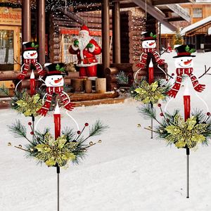 Lumière solaire de Noël en forme de bonhomme de neige pour jardin, décoration extérieure LED, résistante à l'eau, autoportante - Product Image 4