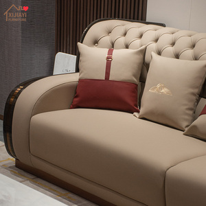 Ensemble de canapés modulaires 1 <span class=keywords><strong>2</strong></span> 3 places en cuir Nappa avec structure en bois massif de style italien haut de gamme pour salon de villa - Product Image 3