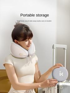 Oreiller de voyage portable avec logo personnalisé en forme de U mousse à mémoire de forme latex rempli d'air conception confortable polyester voiture avion cou dormir - Product Image 3