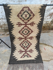 Handmade Wool Jute <b>Runner</b> <b>Rug</b> Geometric Southwestern Boho Farmhouse Carpet for Hallway Entryway Living Room Bedroom Home Decor - Product Image 6
