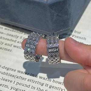 Pendientes de Plata de Ley S925 con Letras y Circonitas, Estilo Geométrico Curvo, Vintage, Simple, Accesorio de Moda para Fiestas - Product Image 1