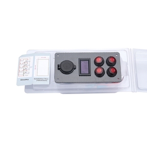 Panel de Interruptores de Botón con LED Rojo de 4 Canales, con Cargador USB Dual y Voltímetro 5V1A 2.1A, Panel de <span class=keywords><strong>Fibra</strong></span> de Carbono Impermeable - Product Image 5
