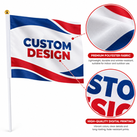 Drapeau personnalisé rectangulaire, drapeau en polyester à tenir à la main, imprimé numériquement, décoration promotionnelle pour événements, cadeau, drapeau en gros