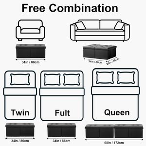 Banc de rangement rectangulaire en cuir noir pouf jouet boîte de rangement <span class=keywords><strong>lit</strong></span> stockage à la maison - Product Image 4