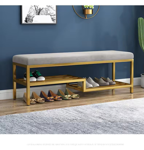 Light Luxury Modern Wood Home & School Use Upholstered <b>Shoe</b> <b>Rack</b> with Cushion Doorway Shoeshine You Can Sit - Product Image 3