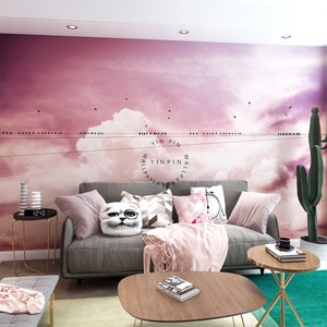 Papier peint <span class=keywords><strong>mural</strong></span> Baiyun Sky <span class=keywords><strong>TV</strong></span>, fond de mur moderne minimaliste, chambre à coucher, oiseau, coucher de soleil, murale - Product Image 1