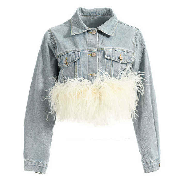 TTT-8416-T-Tops Jean Coat Long Sleeves Spring Autumn Outdoor