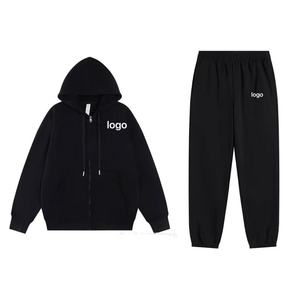 Set Hoodie dan Celana Olahraga Polos Custom 320G Katun Poliester untuk Pria - Product Image 3