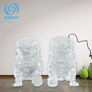 Figura de León de Resina Transparente Estilo Chino, Escultura Pixiu para Decoración del Hogar, Entrada, Sala de Estar, Hotel, Villa, Artística - Product Image 2