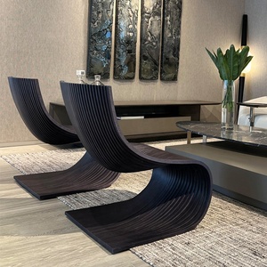 Sillón Individual Minimalista en Forma de <span class=keywords><strong>S</strong></span>, Hecho a Mano con Madera Maciza, Mueble de Diseño para Sala de Estar o Dormitorio - Product Image 5