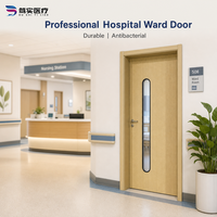 Porte battante manuelle pour salle blanche, porte simple pour salle blanche médicale avec fenêtre d'observation, panneau lisse insonorisé