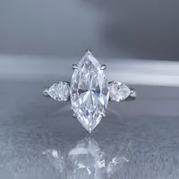 MuShan – bague en argent Sterling 925 pour femmes, bijoux de luxe, 5ct, 8x16mm, couleur D, diamant Moissanite, bague pour femmes, bijoux fins brevetés MST