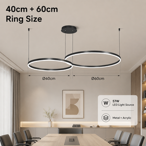 Lustre moderne en forme d'anneau, métal, acrylique, LED, dimmable, télécommande, trois couleurs, intérieur, pour salle à manger, chambre, maison, 40 cm, 60 cm, 57 W - Product Image 4