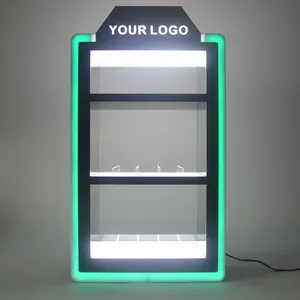 Diskon Besar Tobacco Shop Countertop 3 Lapisan Pajangan Kabinet Asap Akrilik Pajangan LED Pajangan Berdiri