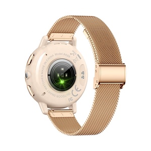 Ladies Waterproof Smartwatch AK88 IP68 Waterproof Round Gold Dial Metal Strap Options BT Call Fitness Tracker LED Flashlight - Product Image 6