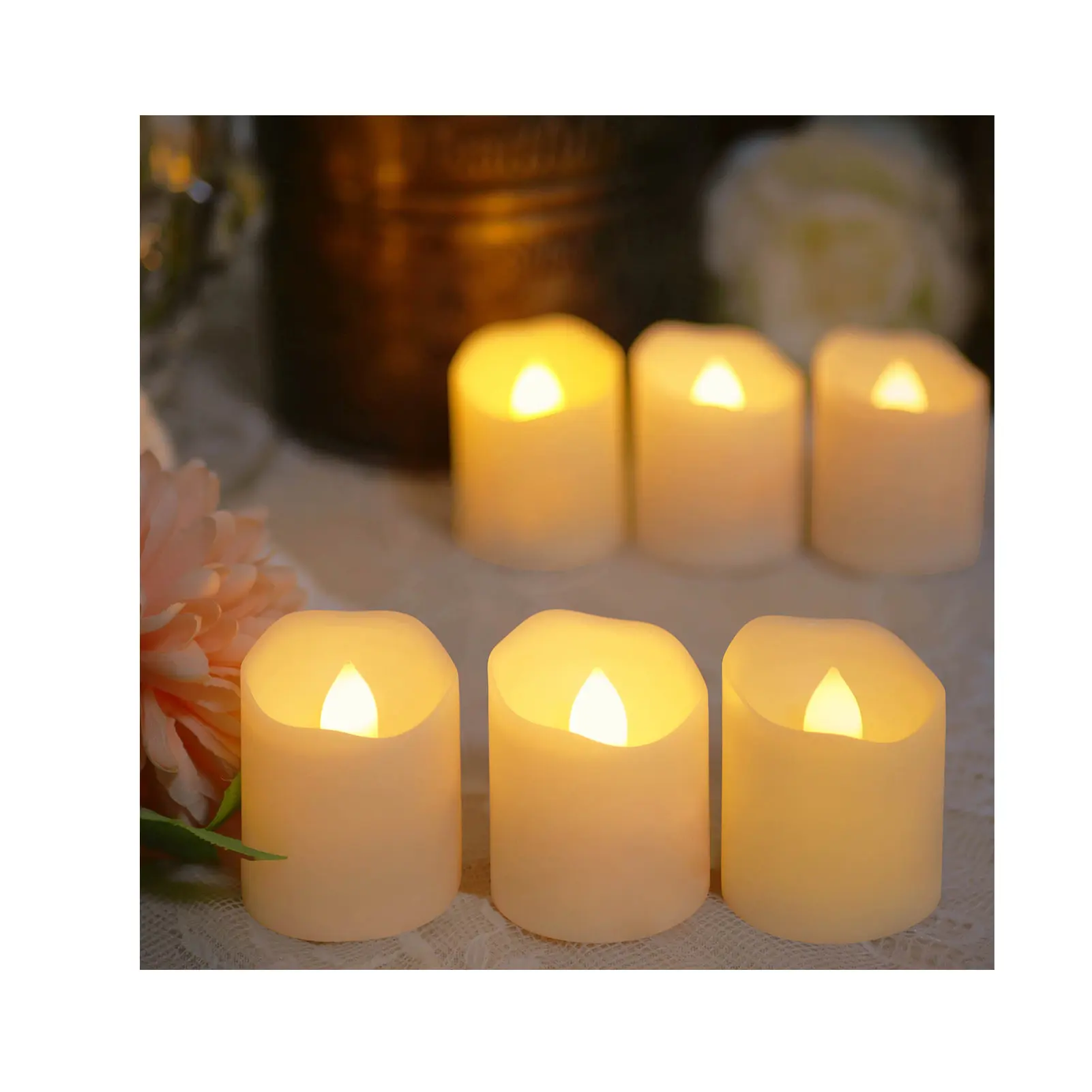 Wholesale 6 Pcs LED Tea Light Candles With Remote Timer Dimmable Flicker Home Christmas Halloween Decor Rechargeable Candles